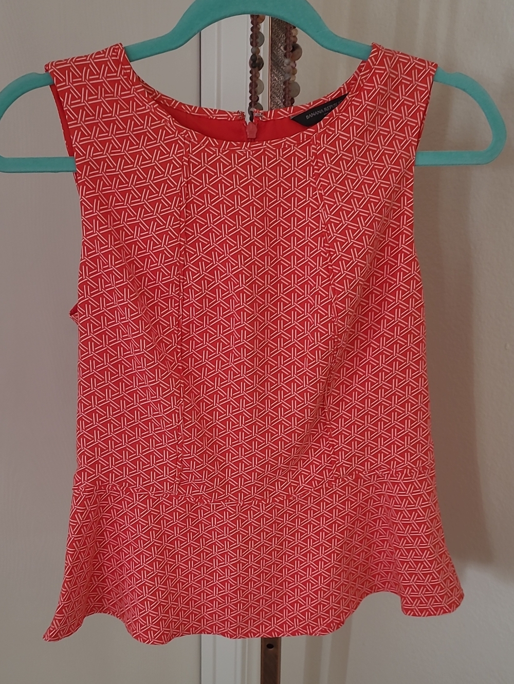 Soprano Coral Geometric Peplum Tank